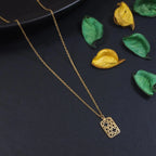 Stainless Steel Gold Plated Geometric Cutwork Pendant Necklace - Shangri 