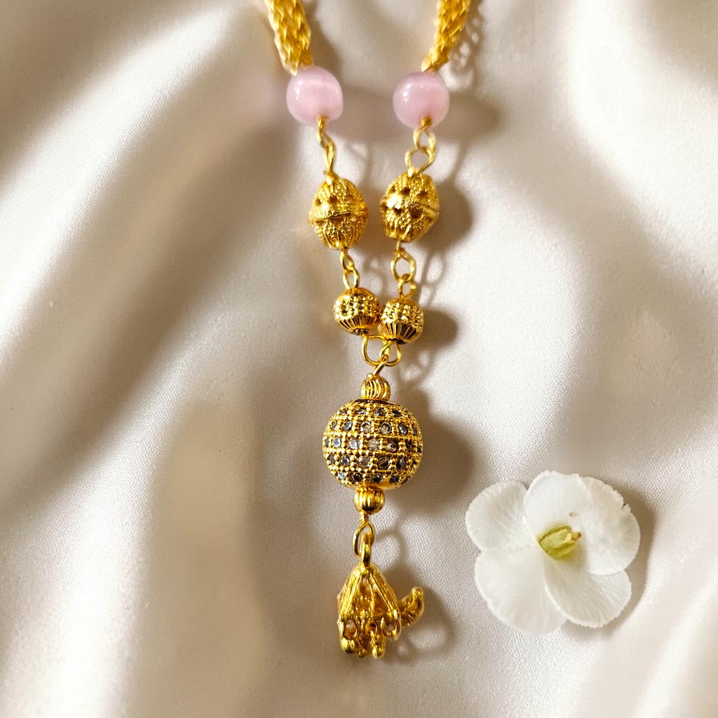 Shangri AD Stone Gold-Plated Mangalsutra with Pastel Beads