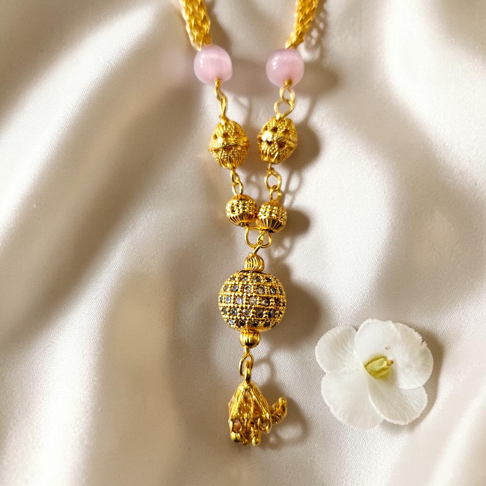 Shangri AD Stone Gold-Plated Mangalsutra with Pastel Beads