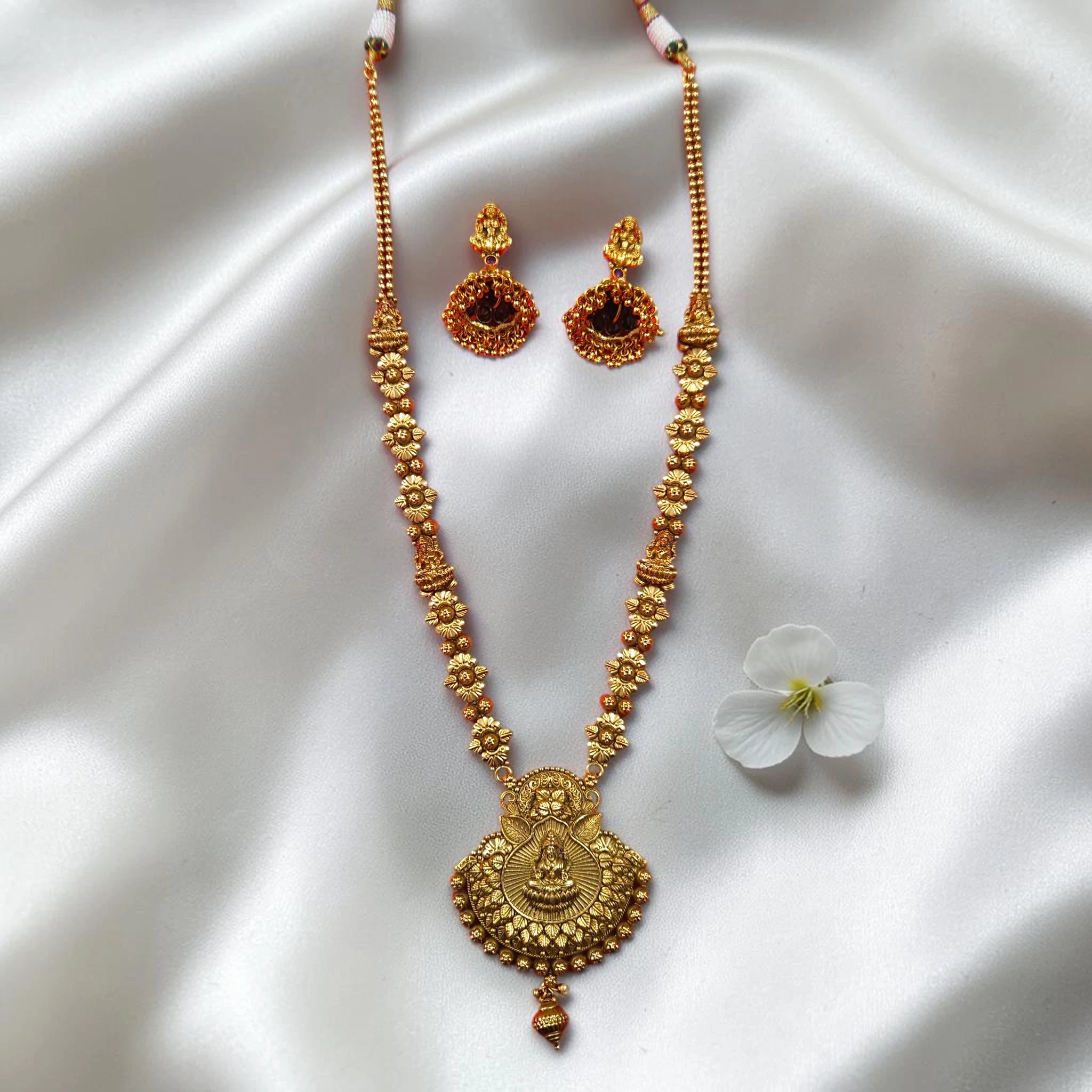 Shangri Premium Antique Laxmi Motif Long Necklace Set