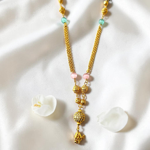 Shangri AD Stone Gold-Plated Mangalsutra with Pastel Beads