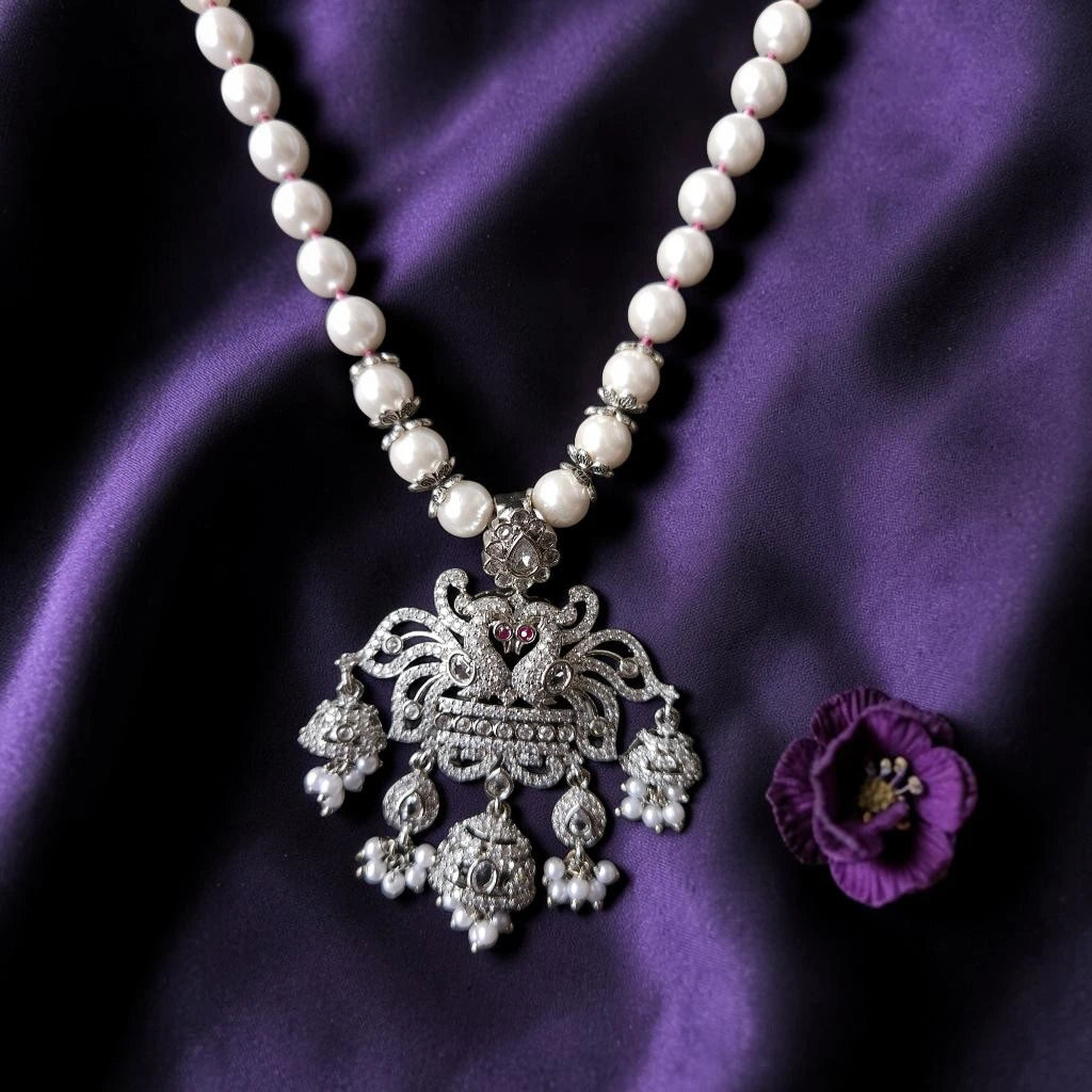 Shangri Pearl and American Diamond Choker Set