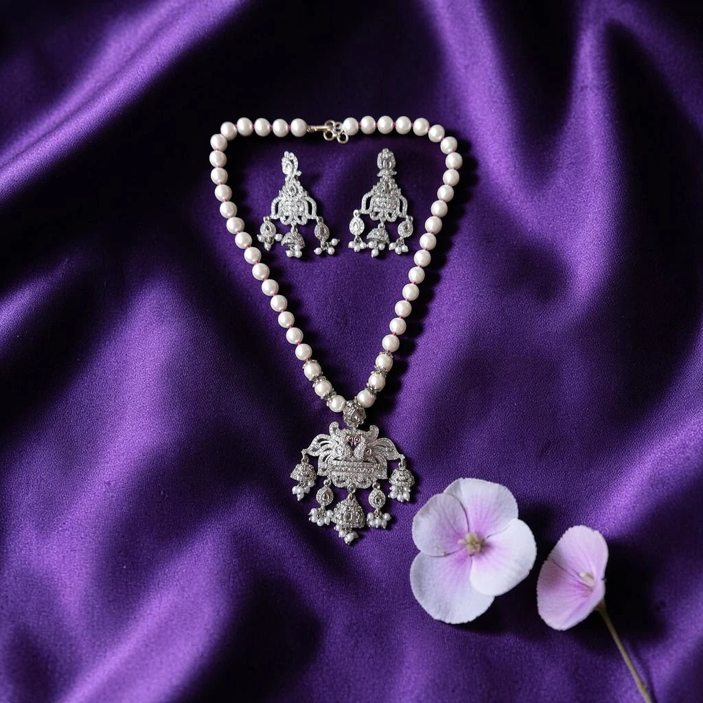 Shangri Pearl and American Diamond Choker Set