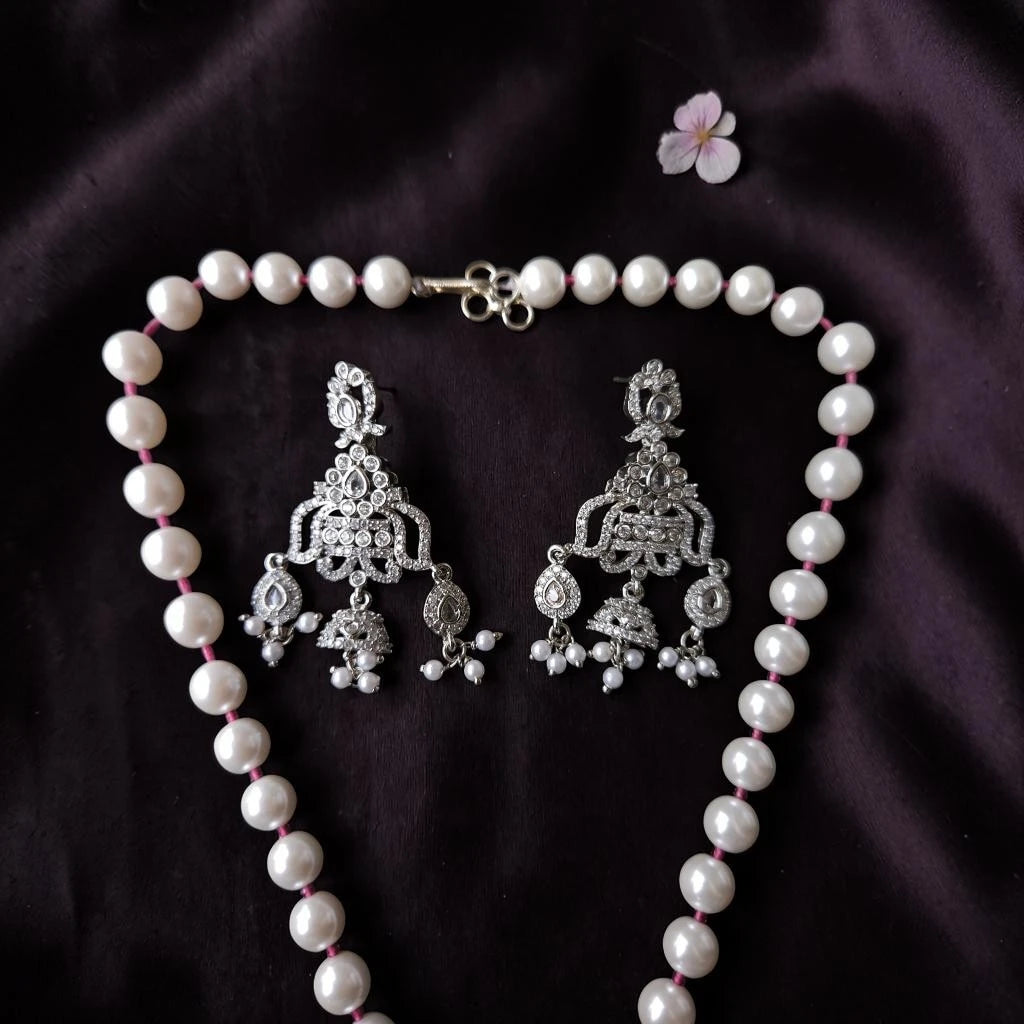 Shangri Pearl and American Diamond Choker Set