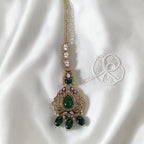 Shangri Green Kundan-Style Necklace Set with Earrings & Maang Tikka