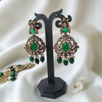Shangri Green Kundan-Style Necklace Set with Earrings & Maang Tikka