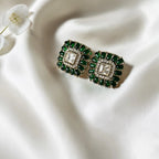 Shangri Green & White Kundan-Style Necklace Set