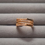 Rose Gold Plated Multi-Band Sparkling Austrian Stone Ring for Women