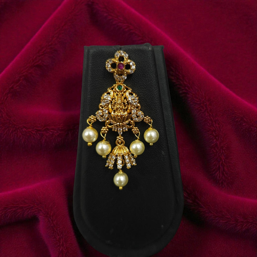 Antique Gold-Finish Lakshmi Temple Combo Necklace Set with Choker, Earrings & Maang Tikka