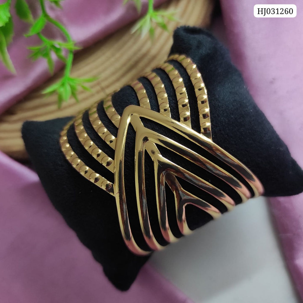 Anti Tarnish Gold Finish Layered Abstract Kada