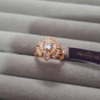 Rose Gold Plated American Diamond Floral Cocktail Ring for Women