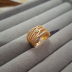 Rose Gold Plated Layered Crystal Band Ring for Women