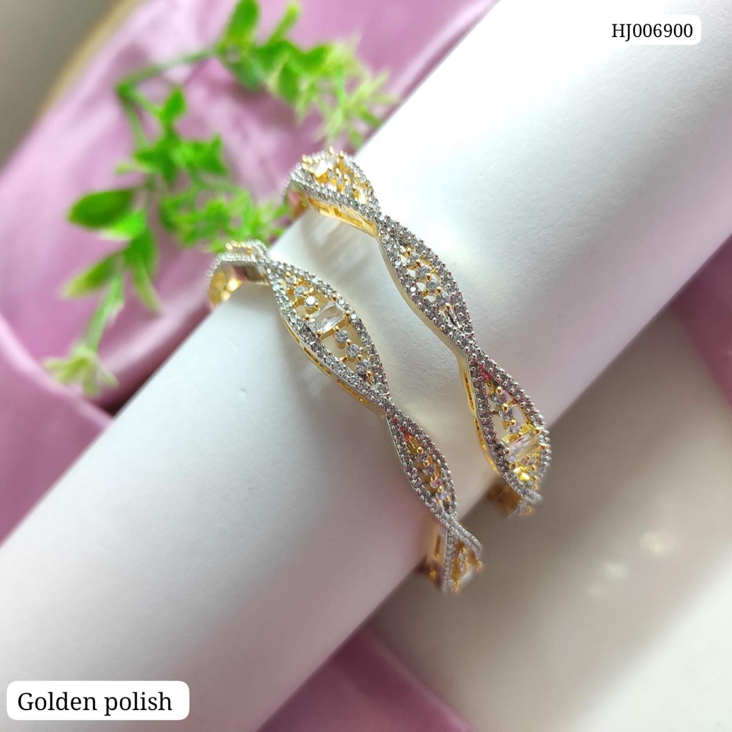 American Diamond Golden Polish Bangles