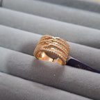 Rose Gold Plated Layered Crystal Band Ring for Women
