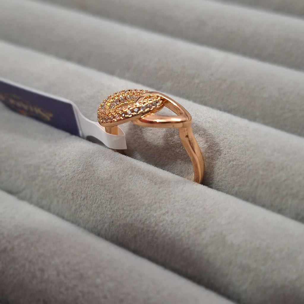 Rose Gold Plated Interlinked Austrian Stone Designer Ring for Women