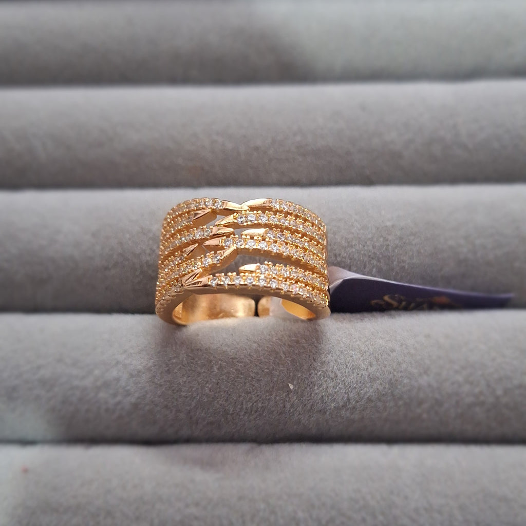 Rose Gold Plated Layered Crystal Band Ring for Women