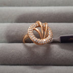Rose Gold Plated American Diamond Circular Halo Ring for Women