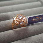 Rose Gold Plated American Diamond Floral Cocktail Ring for Women