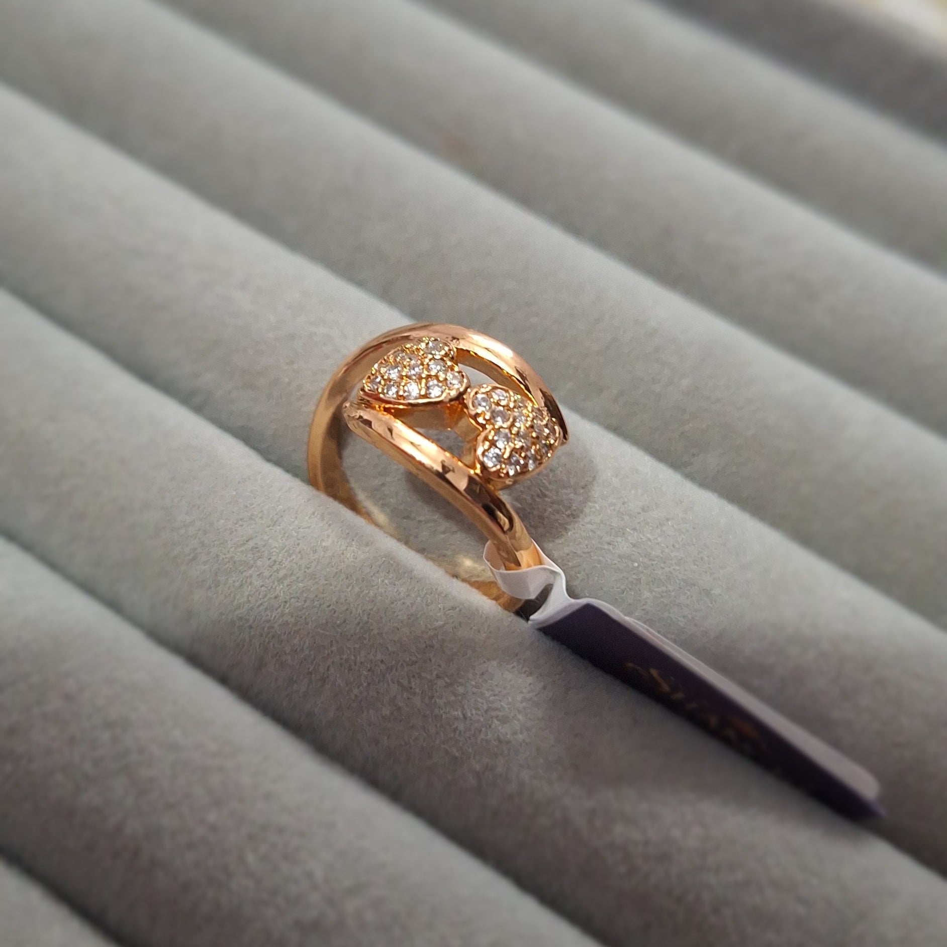 Rose Gold Plated Double Heart Austrian Stone Ring