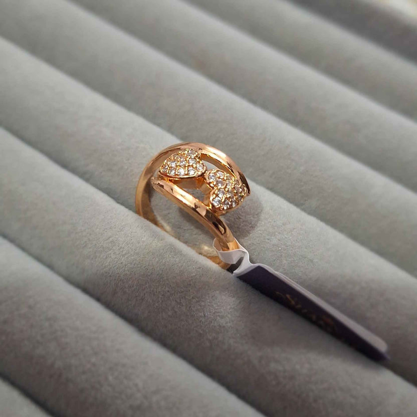 Rose Gold Plated Double Heart Austrian Stone Ring