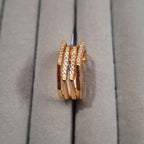 Shangri rose gold plated multi-band ring featuring sparkling Austrian stones in a modern parallel design