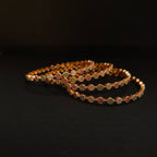 Shangri Premium American Diamond Bangles – Red & Green Stone Micro Gold Plated Designer Kada Set